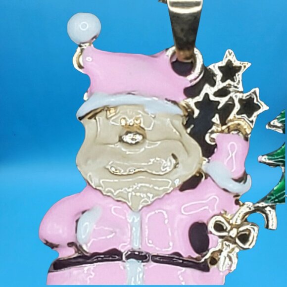 Pink Santa Claus Christmas Tree Necklace with Gift Boxed Christmas Holiday - Picture 3 of 5